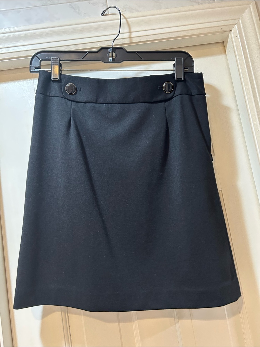 LOFT Black A-Line Skirt with Decorative Waist Buttons